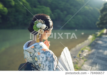 Early summer kimono portrait of Arashiyama Oigawa Early summer kimono portrait of Arashiyama Oigawa 78466657