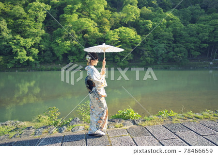 Early summer kimono portrait of Arashiyama Oigawa Early summer kimono portrait of Arashiyama Oigawa 78466659