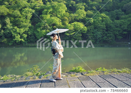 Early summer kimono portrait of Arashiyama Oigawa Early summer kimono portrait of Arashiyama Oigawa 78466660
