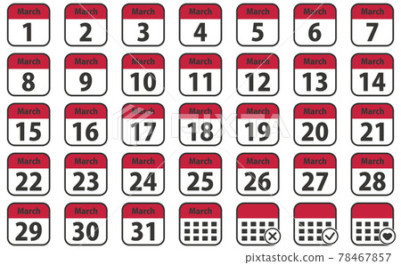 March daily calendar icon set - Stock Illustration [78467857] - PIXTA