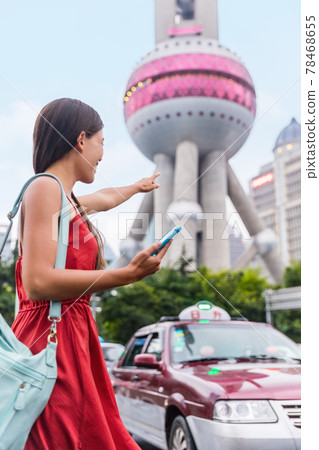 Hailing a Shanghai taxi cab using mobile phone app 78468655