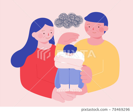 Parents help their anxious teen boy 78469296