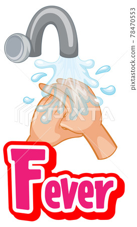 Fever font design with virus spreads from shaking hands on white background Fever font design with virus spreads from shaking hands on white background 78470553