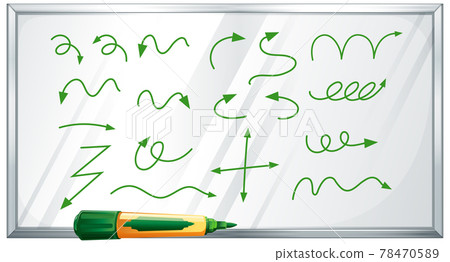 Different types of hand drawn curved arrows on white board Different types of hand drawn curved arrows on white board 78470589