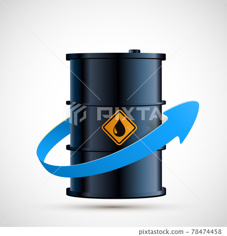 Barrel of oil or gasoline with an arrow pointing up 78474458