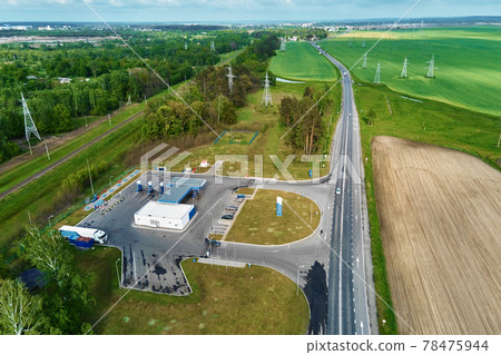 Aerial view of gas station 78475944