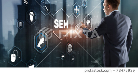 SEM Search Engine Optimization Marketing Ranking Traffic Website Technology Communication Concept SEM Search Engine Optimization Marketing Ranking Traffic Website Technology Communication Concept 78475959