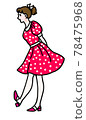 穿著圓點連衣裙的女孩 78475968