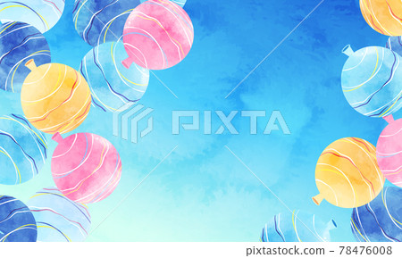 水彩溜溜球夏季清爽矢量圖框架背景 78476008