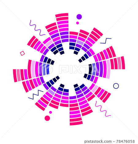 Color geometric circular neon equalizer. Eq round audio soundwaves. Vector illustration. 78476058