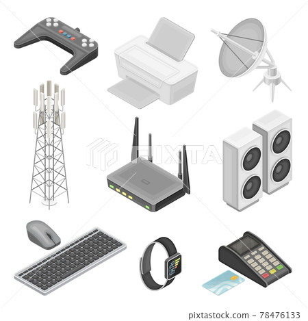 Wireless Communication Technology with Gadget... - Stock Illustration ...