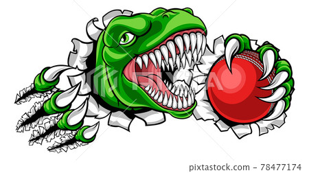 Dinosaur Cricket Player Animal Sports Mascot Dinosaur Cricket Player Animal Sports Mascot 78477174