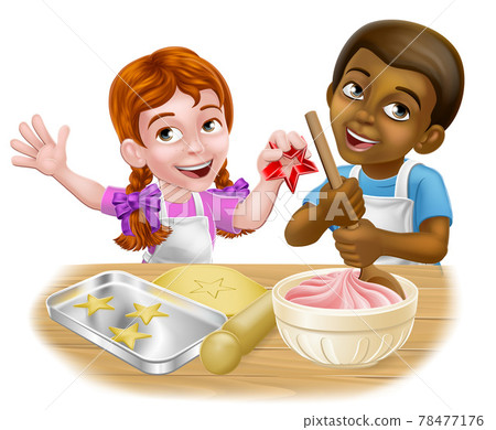 Girl and Boy Cartoon Child Chef Cook Kids Girl and Boy Cartoon Child Chef Cook Kids 78477176