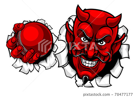 Devil Satan Cricket Sports Mascot Cartoon Devil Satan Cricket Sports Mascot Cartoon 78477177