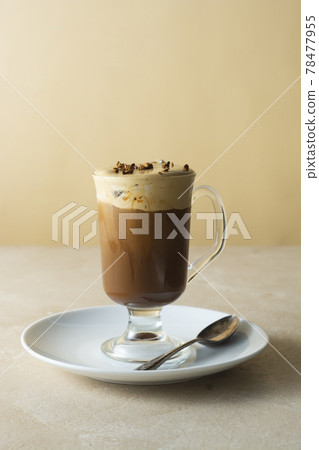 Coffee cold drink glass cup with ice cream 78477955