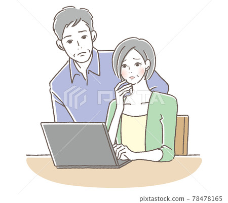 Senior men and women having trouble operating a PC Senior men and women having trouble operating a PC 78478165