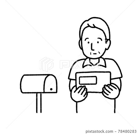 預防接種票到貨時的插圖線描 預防接種票到貨時的插圖線描 78480283