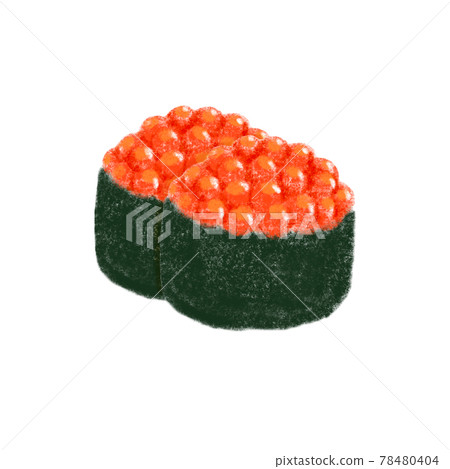 Illustration of cute sushi_2 salmon roe gunkanmaki Illustration of cute sushi_2 salmon roe gunkanmaki 78480404