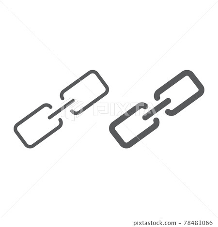 Link line and glyph icon, contact us and chain 78481066