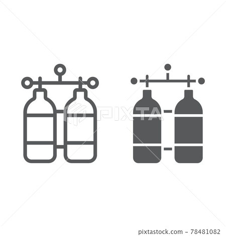 Oxygen tank line and glyph icon, diving Oxygen tank line and glyph icon, diving 78481082