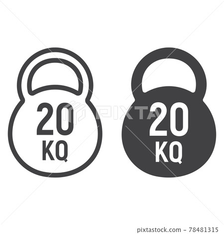 Kettlebell line and glyph icon 78481315