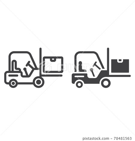Forklift delivery truck line and glyph icon Forklift delivery truck line and glyph icon 78481563