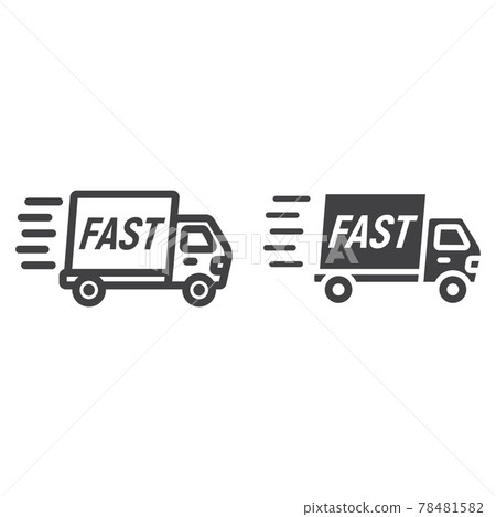 Fast shipping line and glyph icon, logistic 78481582