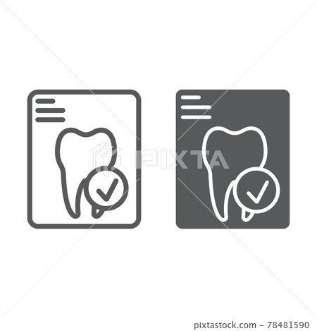Dental tooth report line and glyph icon Dental tooth report line and glyph icon 78481590