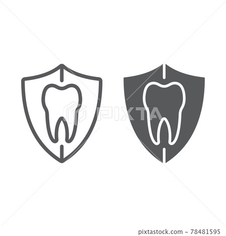 Dental protection line and glyph icon, stomatology - Stock Illustration ...