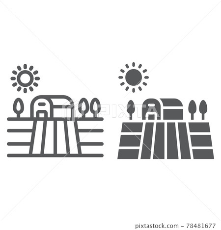 Harvest field line and glyph icon, farming Harvest field line and glyph icon, farming 78481677