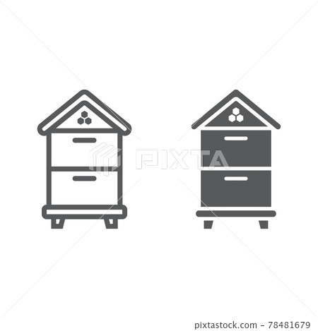 Wooden beehive line and glyph icon Wooden beehive line and glyph icon 78481679