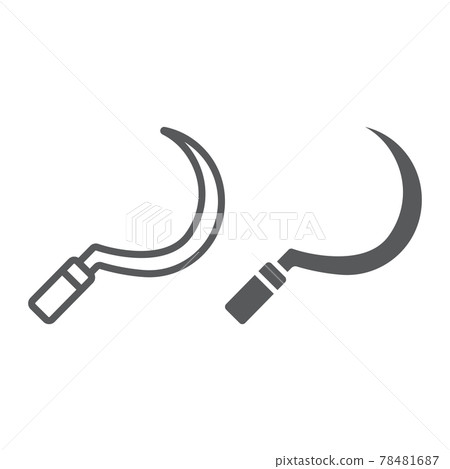 Sickle line and glyph icon, farming agriculture 78481687