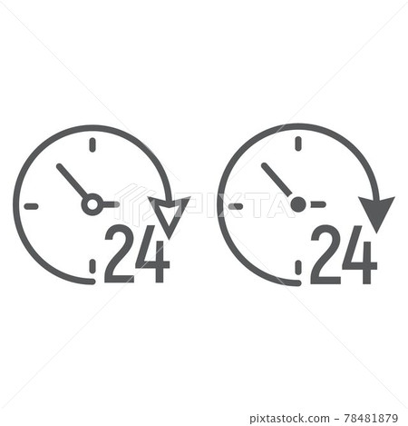 Twenty four hour line and glyph icon Twenty four hour line and glyph icon 78481879