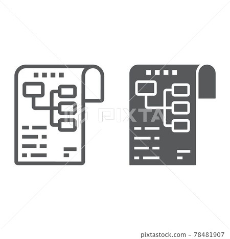 Planning line and glyph icon, development Planning line and glyph icon, development 78481907