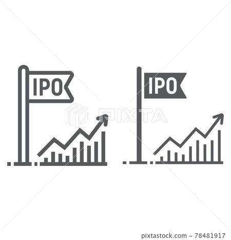 Initial public offer line and glyph icon Initial public offer line and glyph icon 78481917