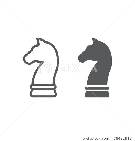 Horse chess line and glyph icon, development Horse chess line and glyph icon, development 78481918