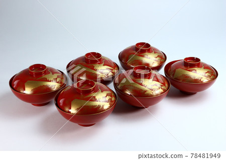 漆器湯碗漆器漆器古董 78481949