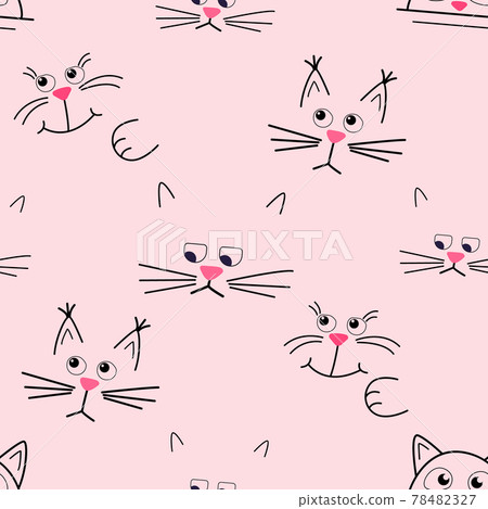 Cute cat muzzle. Seamless pattern on pink background. Cute cat muzzle. Seamless pattern on pink background. 78482327