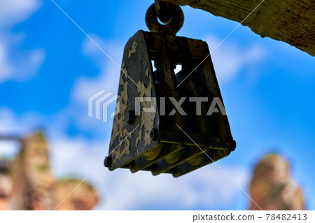 A fragment of an old lifting mechanism for using a rope in lifting loads A fragment of an old lifting mechanism for using a rope in lifting loads 78482413