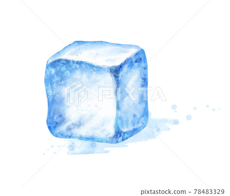 Watercolor isolated illustration of ice cube Watercolor isolated illustration of ice cube 78483329
