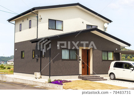 Newly built house entrance approach exterior Newly built house entrance approach exterior 78483731