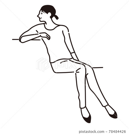 坐著感受風的女人的線描 78484426