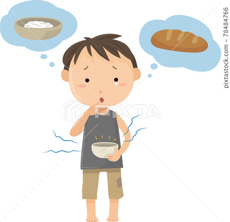 Illustration of a hungry boy, zero famine, SDGs 78484766