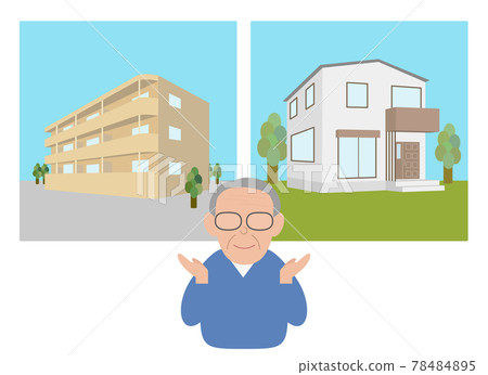 Condominium vs. detached house, relocation house, person 78484895