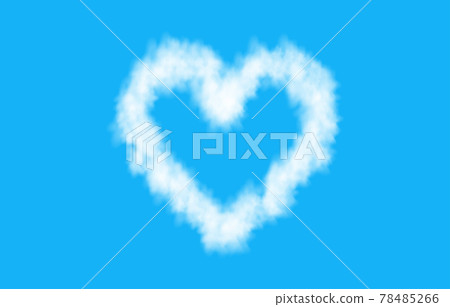 Plane track or white cloud heart isolated on blue background. 78485266