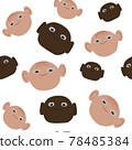 Black white faces cartoon man seamless pattern 78485384