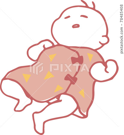Cute hand-drawn manga-style illustration of a baby sleeping on his back Cute hand-drawn manga-style illustration of a baby sleeping on his back 78485408