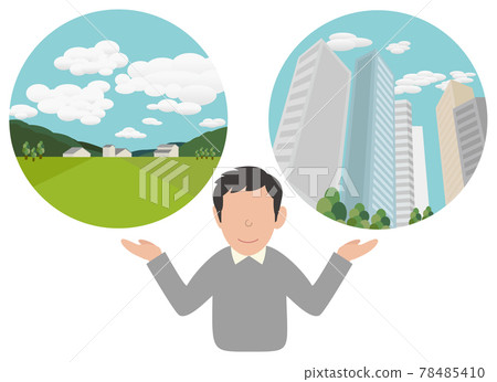 Urban vs. countryside relocation housing person 78485410