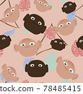 Black white faces cartoon man seamless pattern pink background 78485415