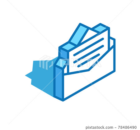 Letter isometric icon. Positive review, online message 3D line style symbol. Letter isometric icon. Positive review, online message 3D line style symbol. 78486490